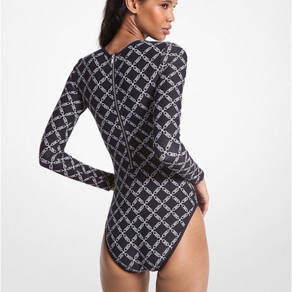 Michael Kors Rashguard One Piece Swimsuit - Empire Logo NWT - Picture 2 of 5